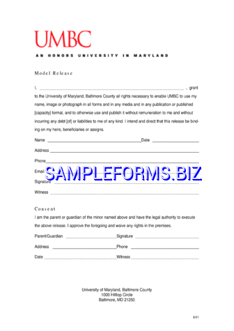 Maryland Model Release Form 1 pdf free